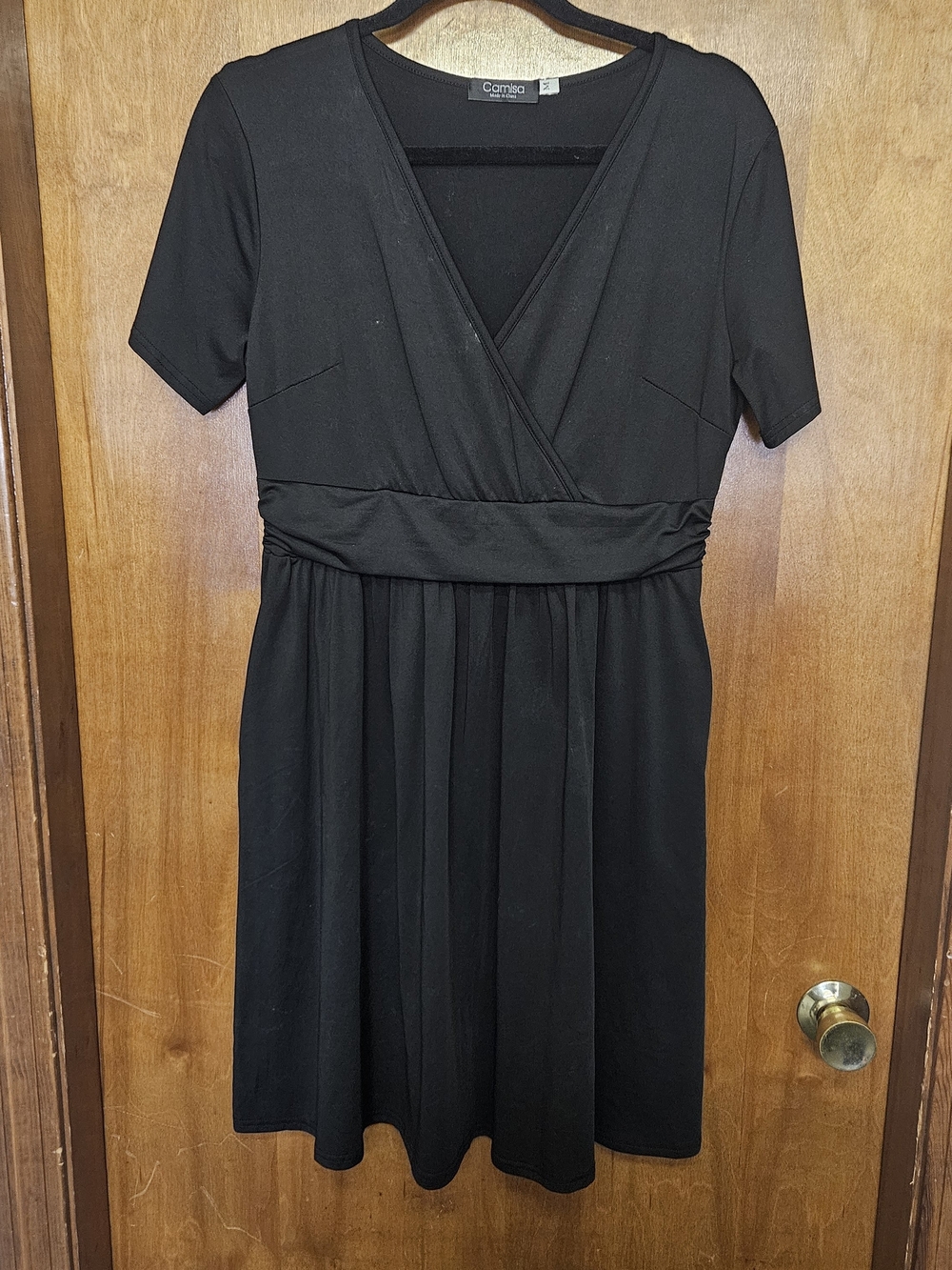 Black Short Sleeve Wrap Dress